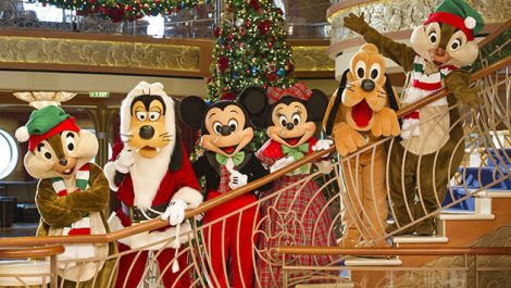 In the spirit of holiday cheer, Disney Cruise Line adds sparkle to each ship during Very Merrytime Cruises, with Disney characters dressed in festive attire, special stem-to-stern holiday events, traditional "turkey day" fanfare, Christmas feasts, "snow flurries" and New Year's Eve galas. (Kent Phillips, photographer)